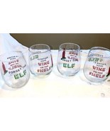 FORGET THE ELF I&#39;D RATHER HAVE WINE ON THE SHELF  GLASSES 4  CHRISTMAS I... - $25.60