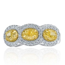 1.84 Karat Oval Rund Natürlich Kostüm Hellgelb Diamant Ehering 14k Gold - $77,364.92 MXN
