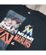 MLB Miami Marlins Baseball Adult XL Majestic Triple Peak Soft Black T-Shirt - $12.99