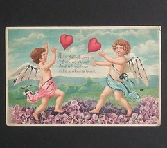 Antique Douglass Co Mica Angels Valentines Day Love Postcard UDB c1900 Germany - £6.38 GBP