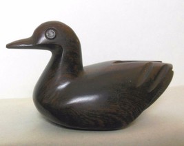 Vintage Hand Carved Wood Duck 4.5 x 2.5&quot; Dark - £15.03 GBP