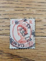 Great Britain Stamp Queen Elizabeth II 4 1/2d Used Orange/Red - $0.94