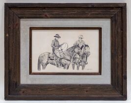 Disegno A Matita &#39;Two Ropers&#39; Di Don Merrifield &#39;79 Incorniciato 18,75&quot; ... - $1,251.20