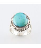 Vintage Damen Silberring Mit Blau-Grünem Türkis Cabochon (Größe 4-1/2) - €44,96 EUR