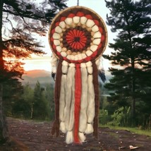 Native American Dream Catcher VERY LARGE 41&quot; Wool Feathers Woven Wall Vintage  - £75.34 GBP