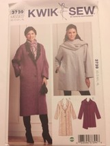 Kwik Sew Pattern 3739 Ladies Front Button Long Coat Tunic Coat with Scar... - $9.99