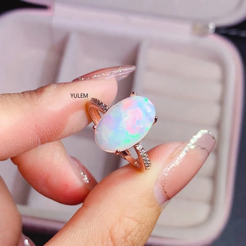 100% Natural Opal Rings Sterling 925 Silver for Women Sparkling Gemstone Anniver - £95.02 GBP