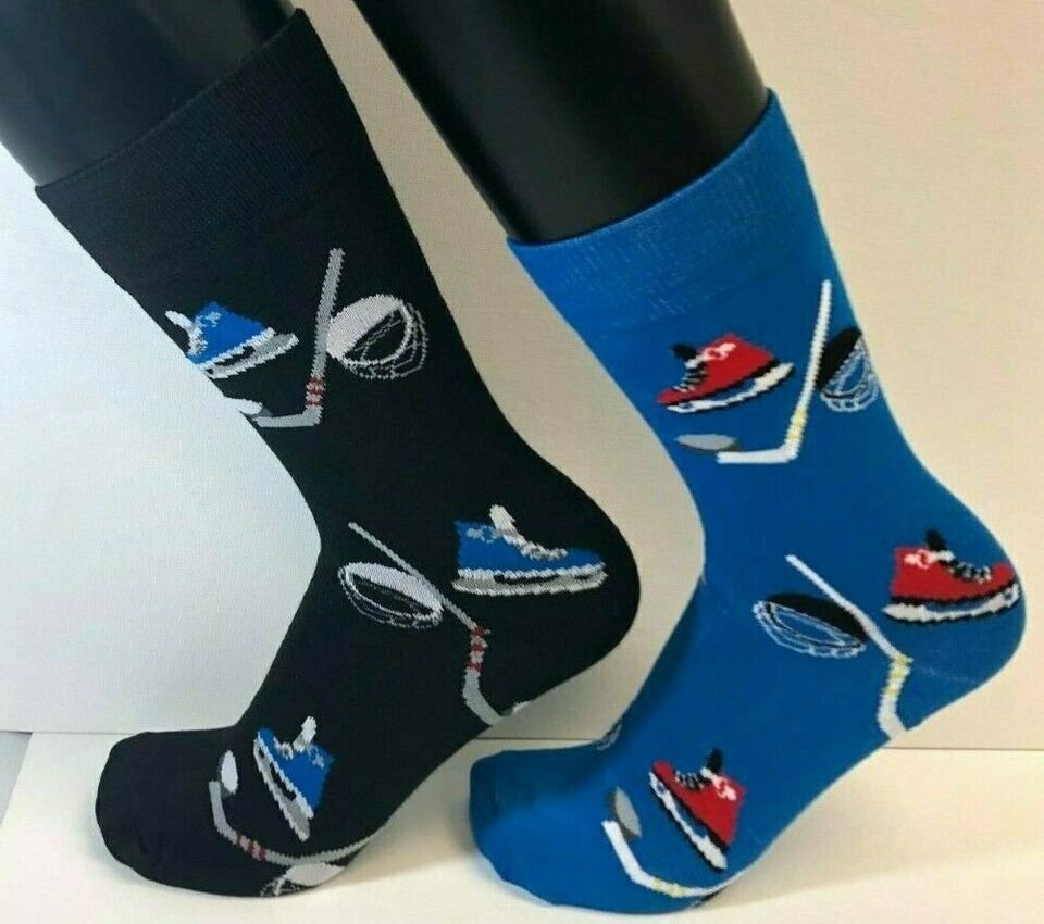 2 PAIRS Foozys Men&#39;s Socks HOCKEY, Blue, Black, NEW Free Shipping - $8.99