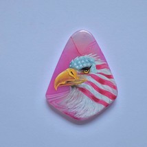 Micro -painting pendant -pink agate painting American eagle - $22.00