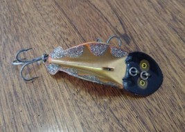 Old Fishing Lure Orange Black Gold with Glitter  &amp; Eyes Metal Heavy Unma... - £8.85 GBP