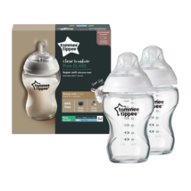 Tommee Tippee Closer to Nature Glass Baby Bottles, Medium 250ml Pack of 2, Clear - £83.29 GBP