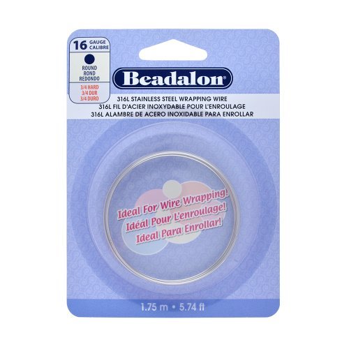 Beadalon 180S-016 316L Stainless Steel Wrapping Wire, 16-Gauge, Round - £7.74 GBP