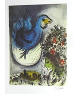 Marc Chagall Signed Colored L.E. Lithograph Reproduction Blue Bird &amp; Wom... - €211,63 EUR