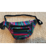 Fanny Pack Purse Black Strap Travel Hiking Cotton Multi Color - $171.20 MXN