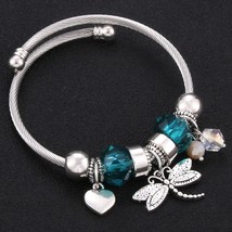 Dragonfly love Trendy Elastic metal beading  Bracelet Jewelry 6 Colors Snake Cha - £8.05 GBP