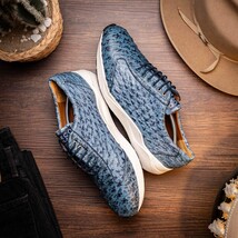 Marco Di Milano Genuine Ostrich Skin Luxury Sneaker Shoes Varenna Blue Jeans image 6