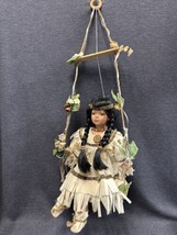 Cathay Collection 1-5000 Porcelain Native American Indian Doll on Wood Swing   - £15.73 GBP