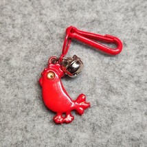 Rare Vintage 1980s Plastic Bell Charm Red Chicken For 80s Charm Necklace - £12.98 GBP