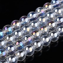 50 Bubble Glass Beads Round 6mm BULK Spacers Jewelry Making AB Shimmer Clear - £5.57 GBP