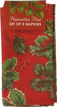 Bardwil Linens Poinsettia Pine Set of 4 Red Cloth Napkins - $17.99
