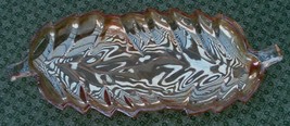 Nice Amber Carnival Glass Leaf Shaped Relish Dish, Gcd, Gorgeous Vintage Glass - £13.30 GBP