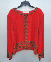 Laurence Kazar NY Beaded Silk Evening Jacket Party Womens 3X Embellished Couture - £78.41 GBP