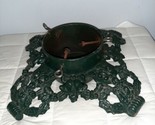 VINTAGE CHRISTMAS TREE STAND HEAVY- DUTY CAST IRON W/ SECURING SCREWS GREEN - $110.00