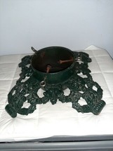 VINTAGE CHRISTMAS TREE STAND HEAVY- DUTY CAST IRON W/ SECURING SCREWS GREEN - $110.00
