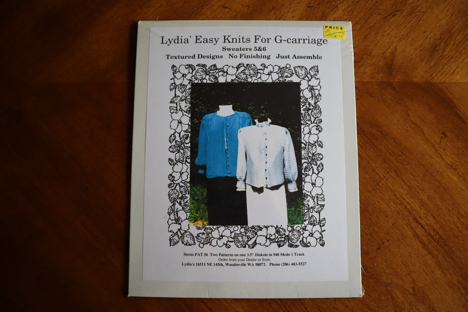 Lydia&#39; Easy Knits for G-Carriage Sweaters 5&amp;6 2 Patterns on 3.5&quot; Disk 94... - $18.95