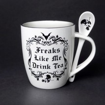 Alchemy Gothic ALMUG19 Freaks Like Me Drink Tea Cup &amp; Spoon Coffee Mug Tea - £13.54 GBP