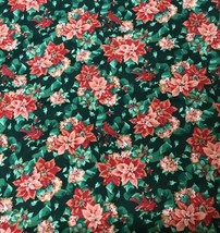 Vintage Christmas Tablecloth 60”x60” Square Poinsettia Cardinal - £14.28 GBP