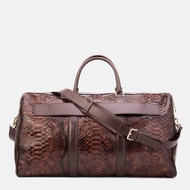 The Velar Brown Hand-Painted Python Leather Weekender Bag image 8