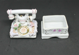 Cute Small Vintage Ceramic Telephone Jewelry Earring Ring Holder Trinket... - £19.57 GBP