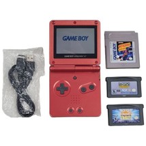 Nintendo Game Boy Advance SP AGS-001 Red 2002 with 3 Games - $111.92