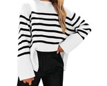 Women&#39;S 2023 Fall Striped Sweater Oversized Long Sleeve Crew Neck Side S... - $64.99