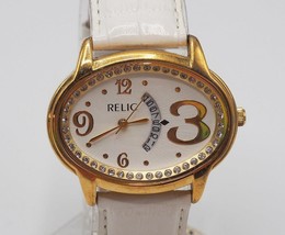 Relic Watch with Unique Crystal Embellished Oval Case and Date Window - £36.22 GBP