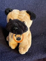 Super Cute Golden Bear Small Tan &amp; Black Plush CHINESE PUG Puppy Dog Stuffed - £11.70 GBP