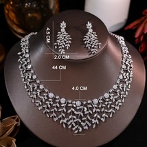 Luxury 2pcs Cubic Zirconia Twig Patterned Circular Necklace And Earrings For Bri - £75.69 GBP