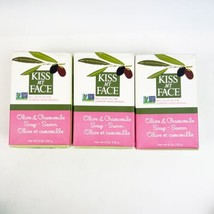 THREE New Kiss My Face Olive &amp; Chamomile Soap Bars Cruelty Free Vegan 8 oz ea - £30.91 GBP