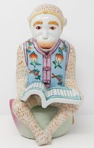 Chinoiserie Hand-Painted VTG Ceramic Monkey Reading Book Decor Figure Oriental - £186.05 GBP