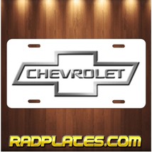 CHEVY BOWTIE Inspired Art on White Glossy Aluminum Vanity license plate Tag B - £15.36 GBP