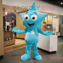 Sky Blue Starfish mascot costume character dressed with a Joggers and Cufflinks - £938.15 GBP