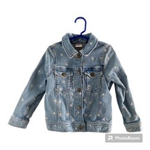 Hanna Andersson Denim Jacket Embroidered Daisy Floral Kids Size 5 Light Blue - £20.93 GBP