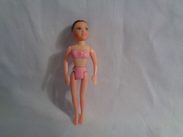 Polly Pocket Mattel Girl Doll Short Brown Molded Hair Pink Undies - $1.92