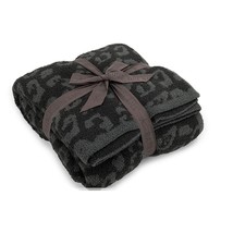 Barefoot Dreams Cozy Chic In the Wild Leopard Throw Blanket Carbon Black NWT - £75.01 GBP