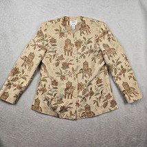 Talbots Jacket Pure Silk Women Size 8 Petite Asian Elephant Corpcore Gra... - $24.94