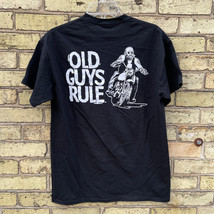 Old Guys Rule Men&#39;s M Motorcycle Biker Dude Black 100% Cotton T-Shirt - $19.37
