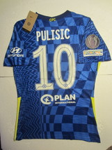 Christian Pulisic Chelsea UCL Match Slim Fit Blue Home Soccer Jersey 2021-2022 - £94.55 GBP