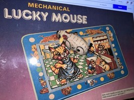 MECHANICAL LUCKY MOUSE with box reproduction tin toy - $24.63