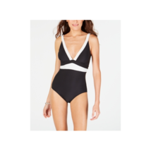 DKNY Womens Colorblocked Empire Waist One Piece Swimsuit,Black/Ivory,10 - £132.70 GBP